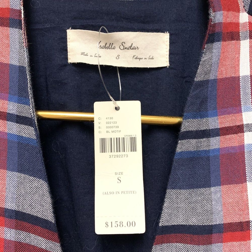 Anthropologie Isabella Sinclair Tartan Plaid Western Prairie Midi Dress Sz Small - Picture 8 of 8